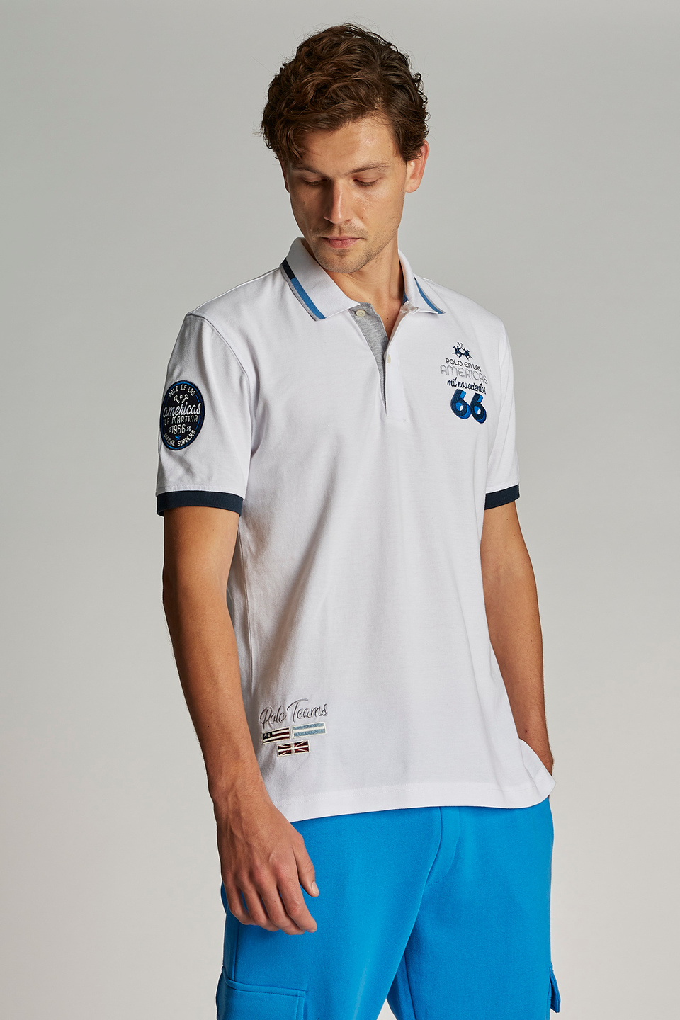 Einfarbiges Herren-Poloshirt mit kurzem Arm im Regular Fit - La Martina - Official Online Shop