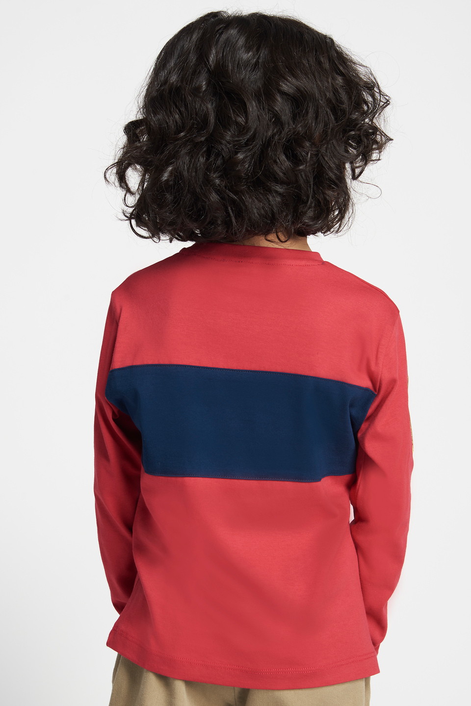 Plain-coloured long-sleeved T-shirt with band detail | La Martina - Official Online Shop