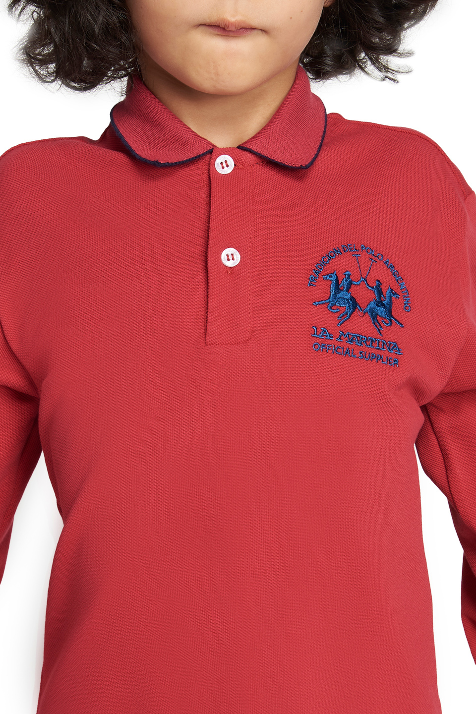 Poloshirt in Uni mit Langarm und Streifen | La Martina - Official Online Shop