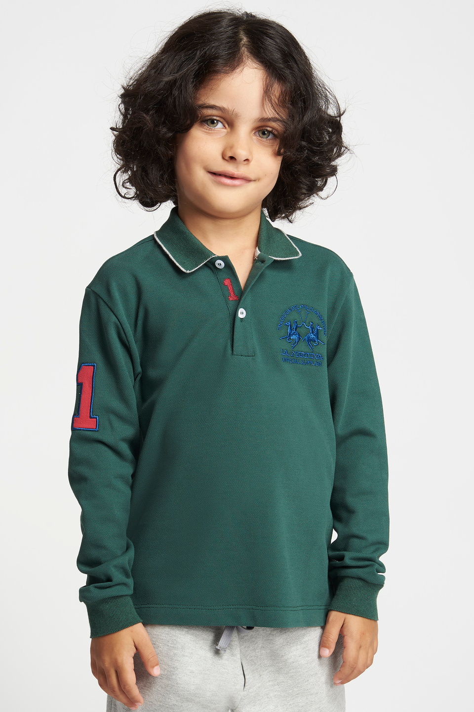 Plain-coloured long-sleeved polo shirt with band detail | La Martina - Official Online Shop