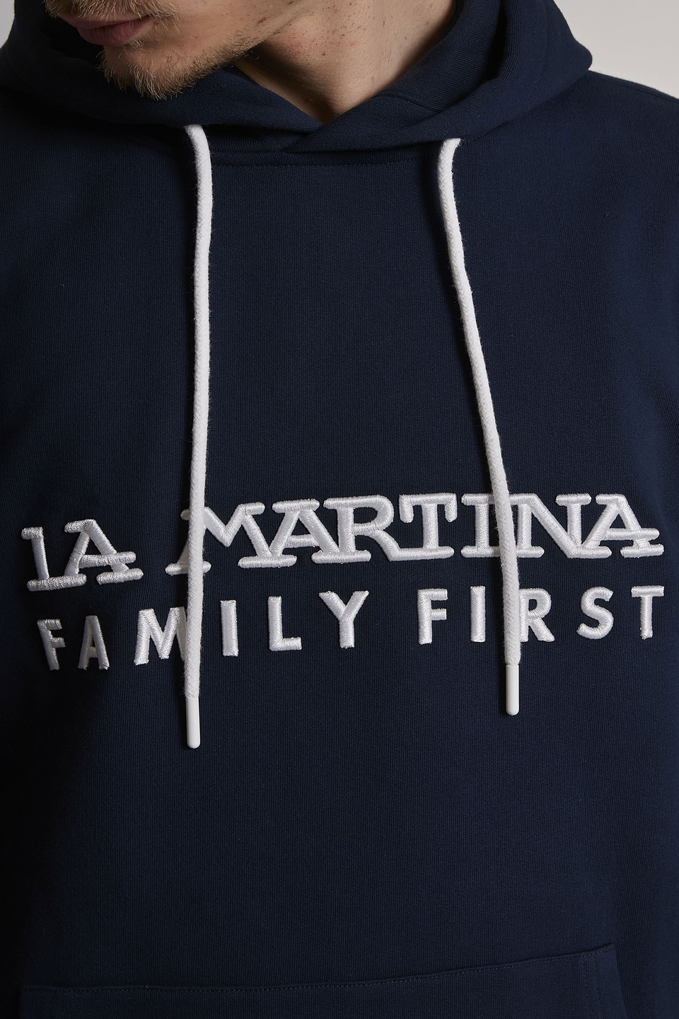 Felpa da uomo in cotone con cappuccio over | La Martina - Official Online Shop