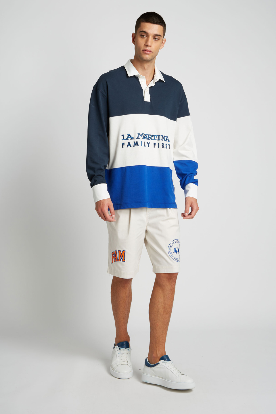 Herren-Poloshirt aus Piqué mit langem Arm, oversized Modell | La Martina - Official Online Shop