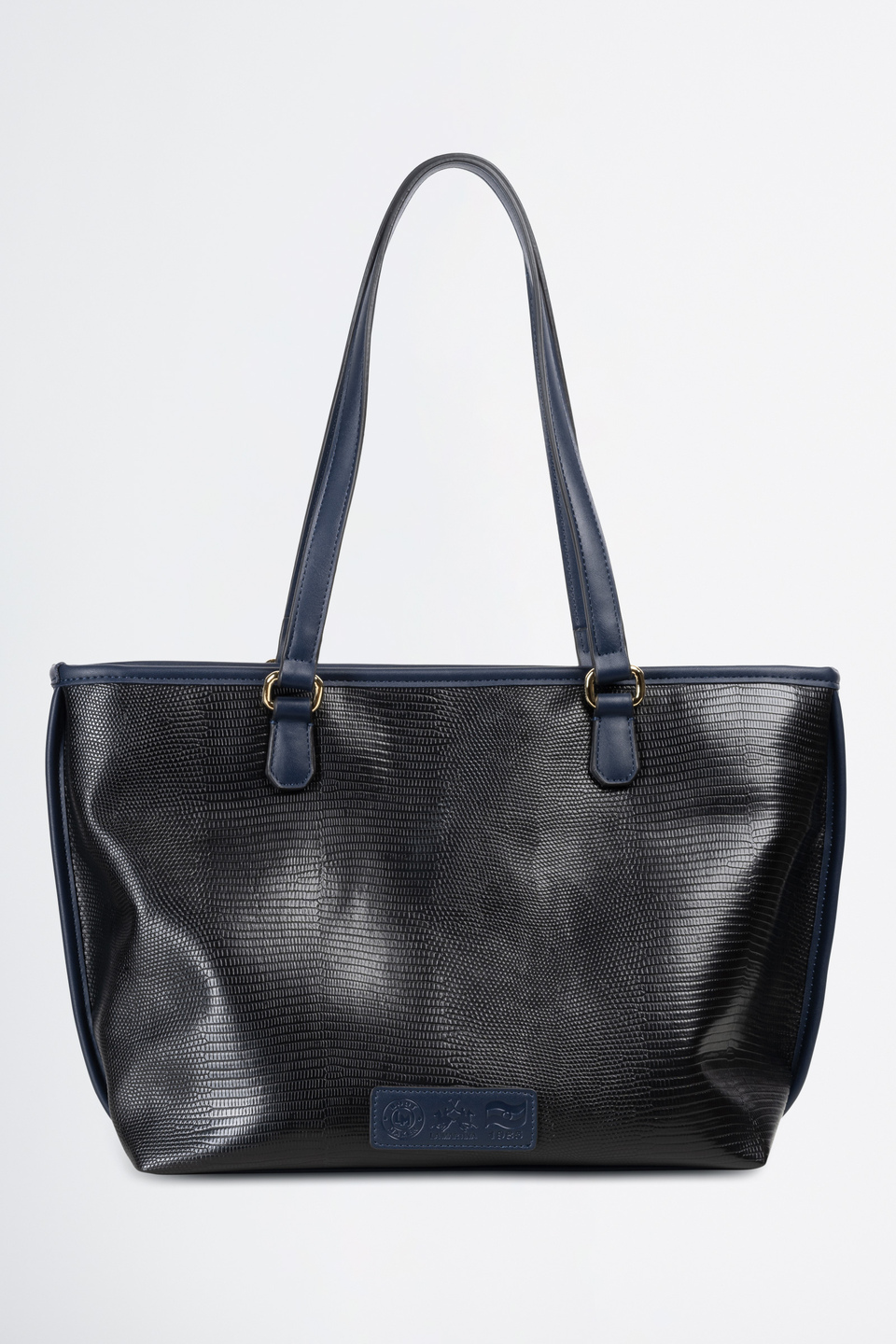 Shopper-Tasche mit doppeltem Griff aus synthetischem PU-Gewebe | La Martina - Official Online Shop