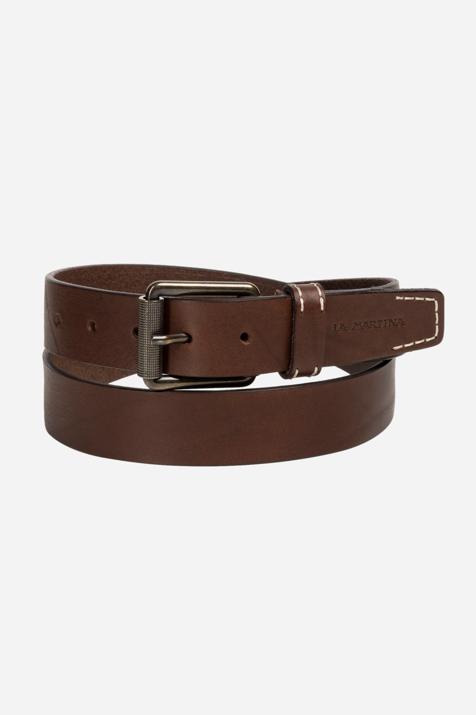 Cinturón para hombre confeccionado en cuero de becerro brillante. | La Martina - Official Online Shop