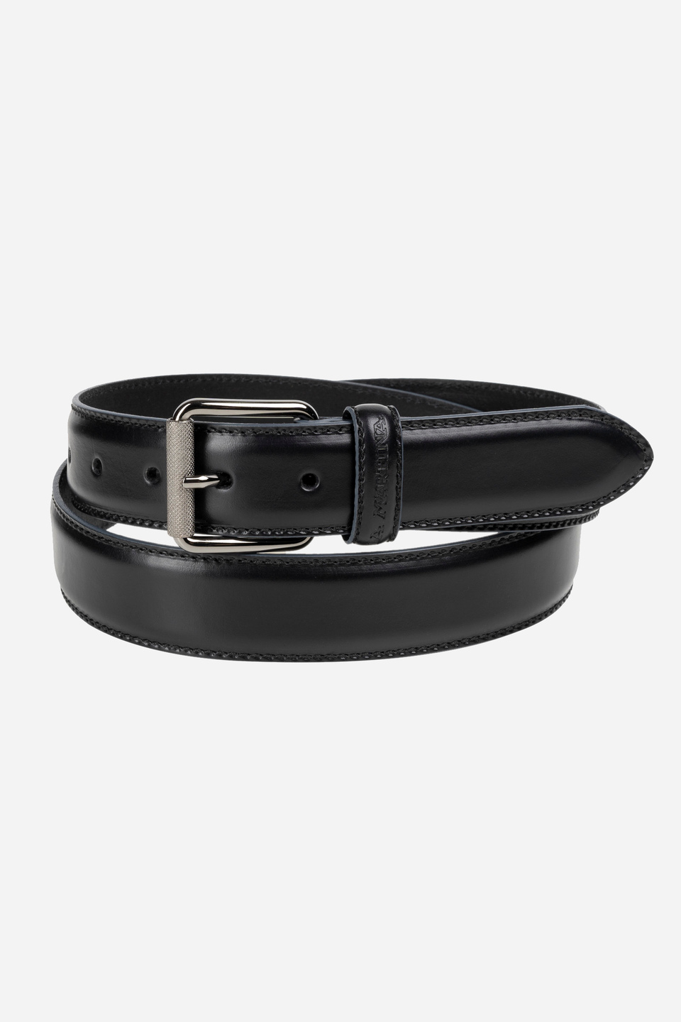 Solid color black leather belt | La Martina - Official Online Shop