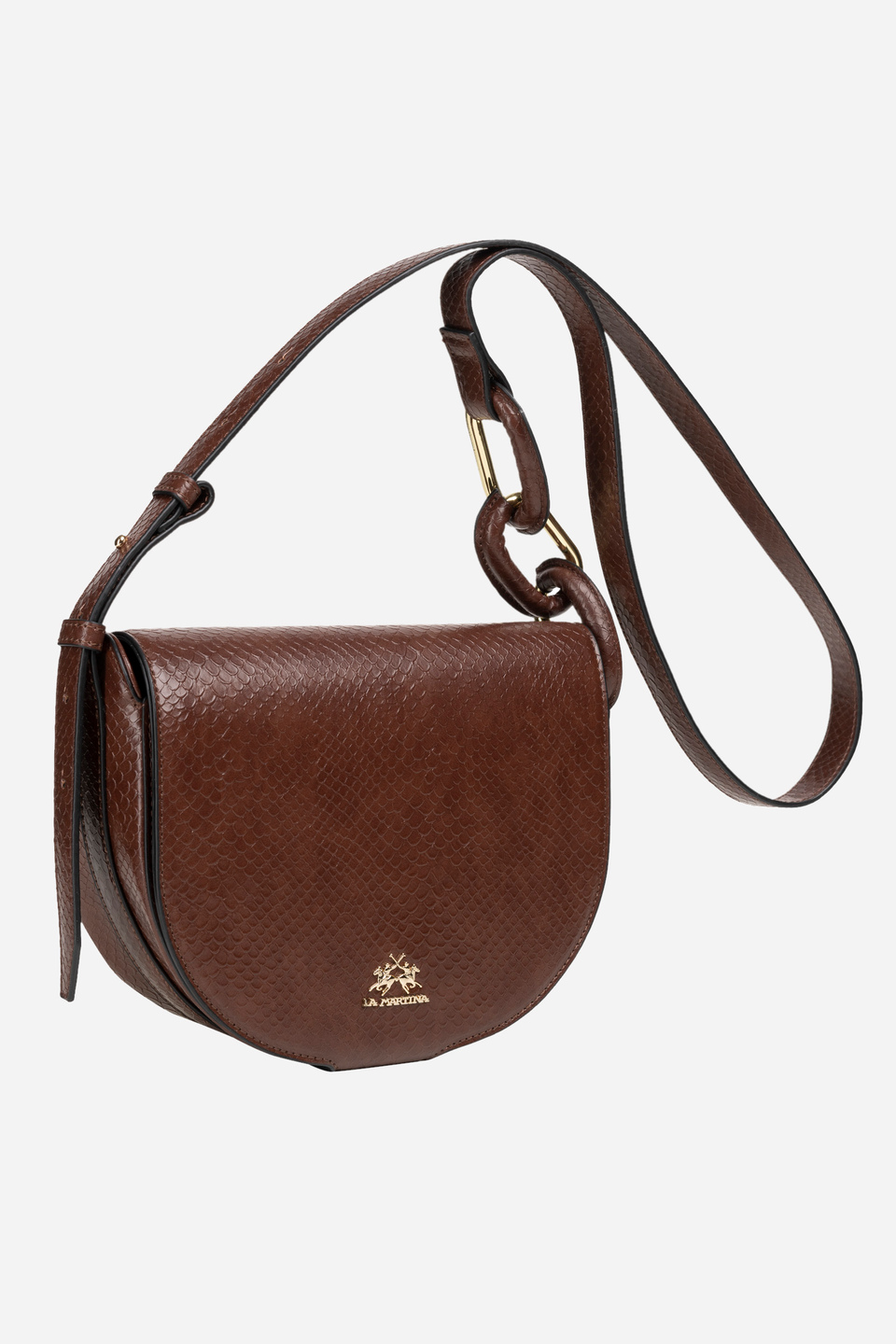 Solid brown shoulder bag in pu fabric - Agnese | La Martina - Official Online Shop