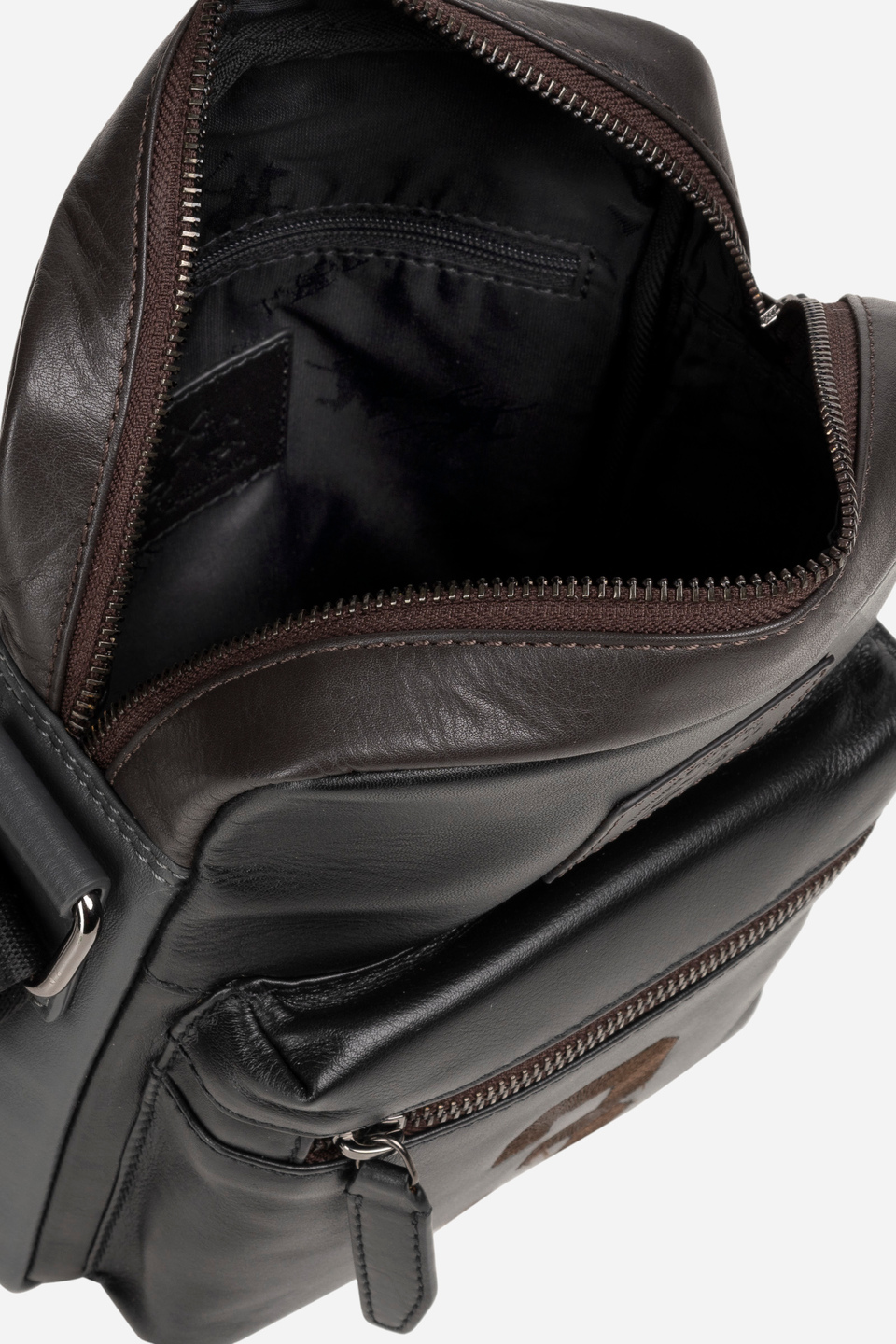 Bodybag aus Leder mit Schulterriemen aus Polyesterband | La Martina - Official Online Shop