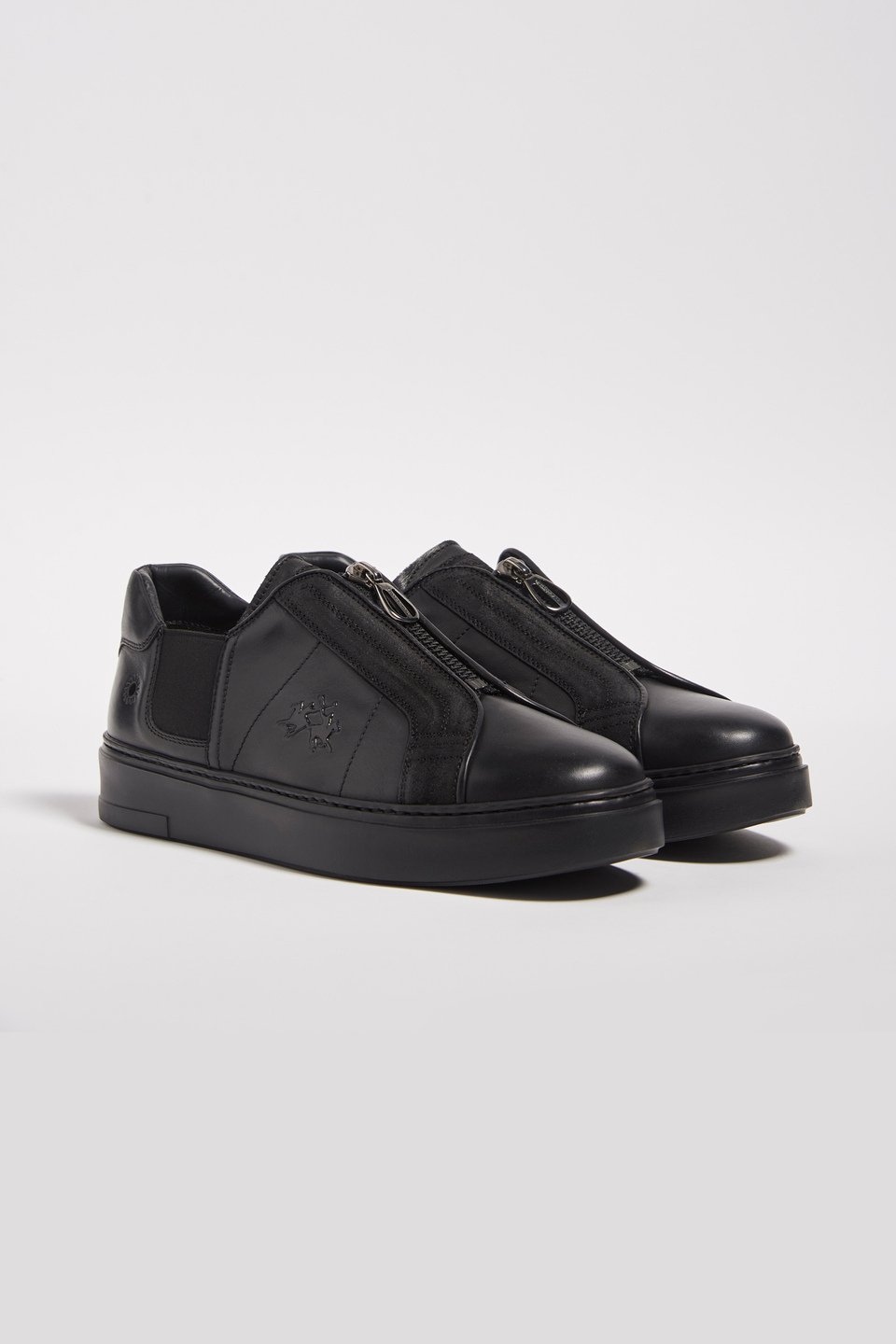 Chaussures en cuir avec semelle renforcée noire | La Martina - Official Online Shop
