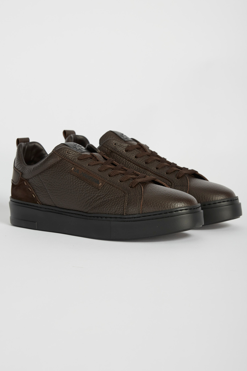 Mixed leather trainers Dark Brown La Martina | Shop Online
