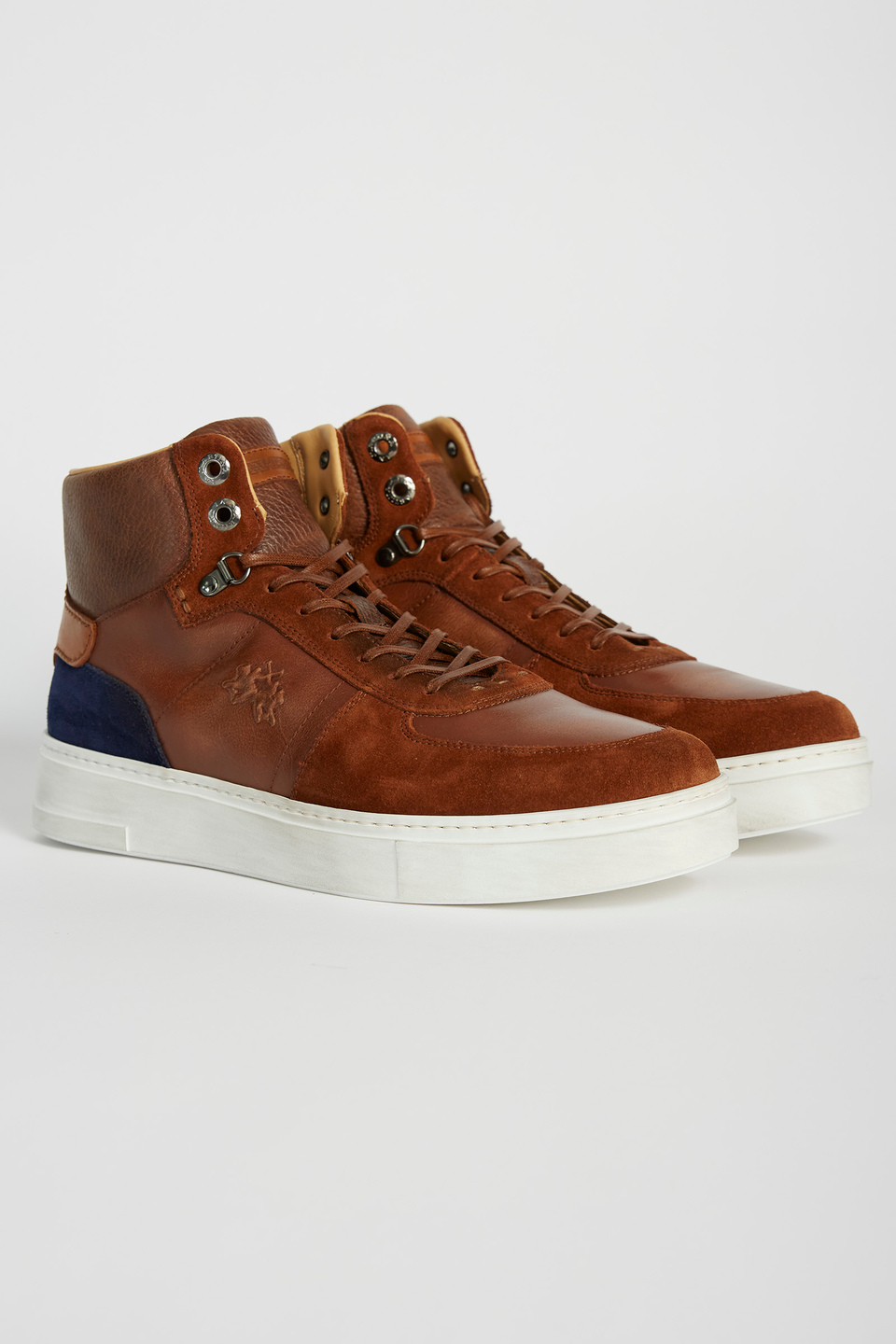 Mixed leather trainers | La Martina - Official Online Shop