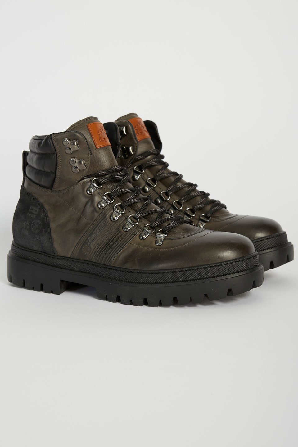 Combat boot in mixed leather | La Martina - Official Online Shop