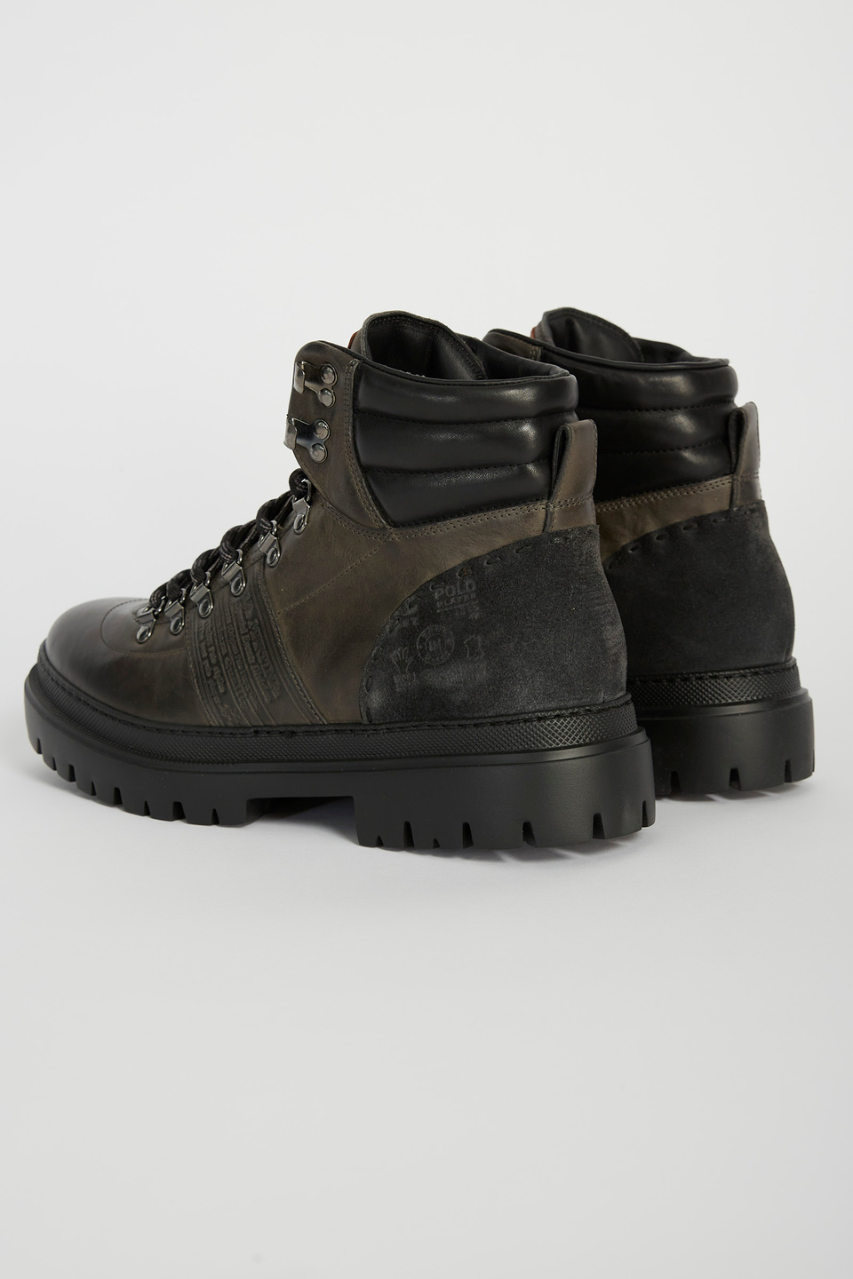 Combat boot in mixed leather | La Martina - Official Online Shop