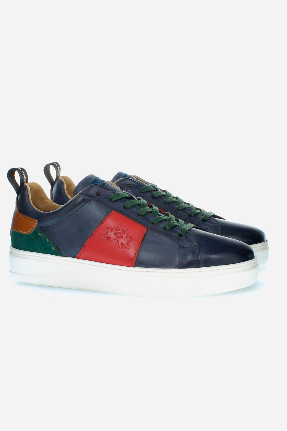 Men’s sneaker in a mix of calfskin and suede | La Martina - Official Online Shop