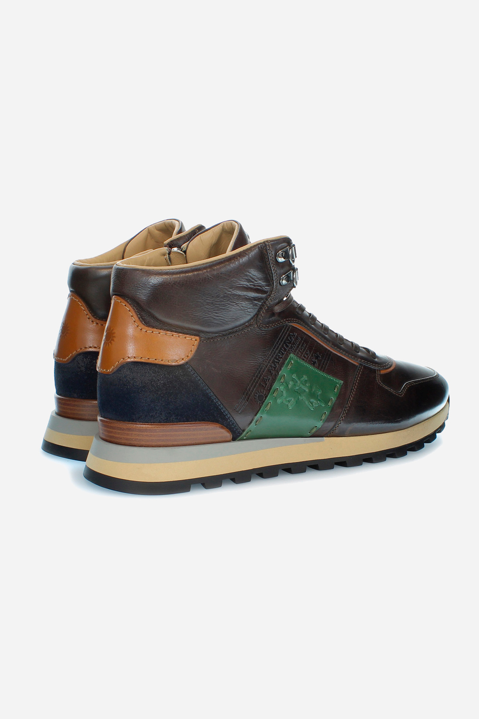 High-top men leather trainers with lining in sheepskin | La Martina - Official Online Shop