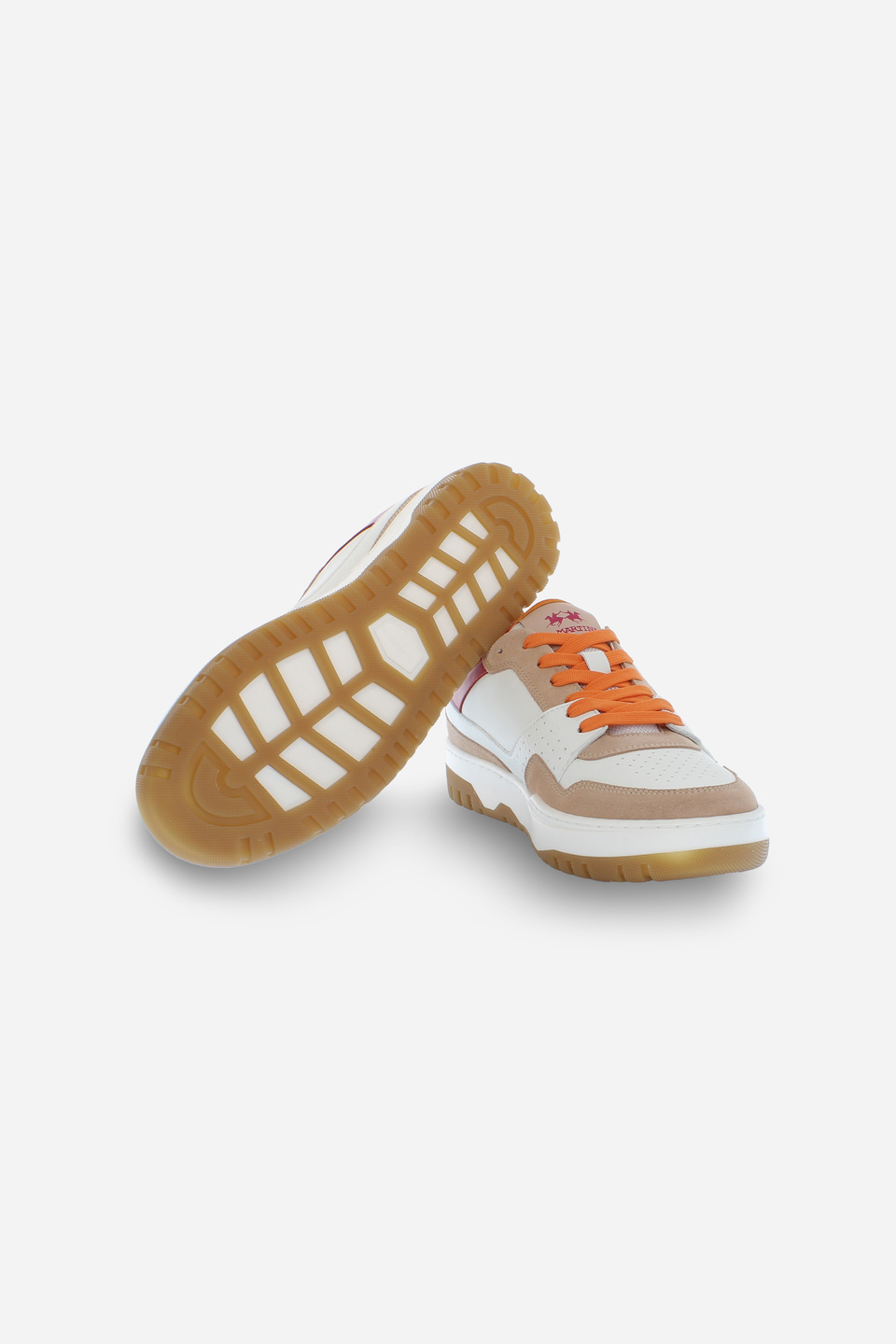Women's vintage basketball sneaker in mixed vegetable leather - Field 85 | La Martina - Official Online Shop