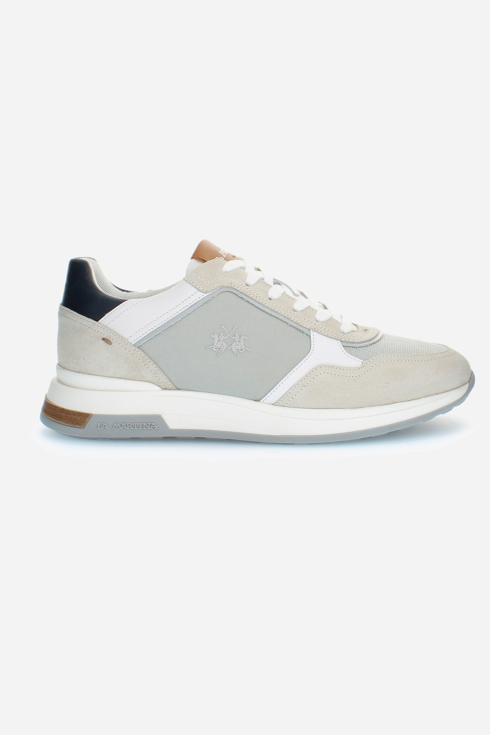 Men's trainers with raised sole in canvas and suede | La Martina - Official Online Shop