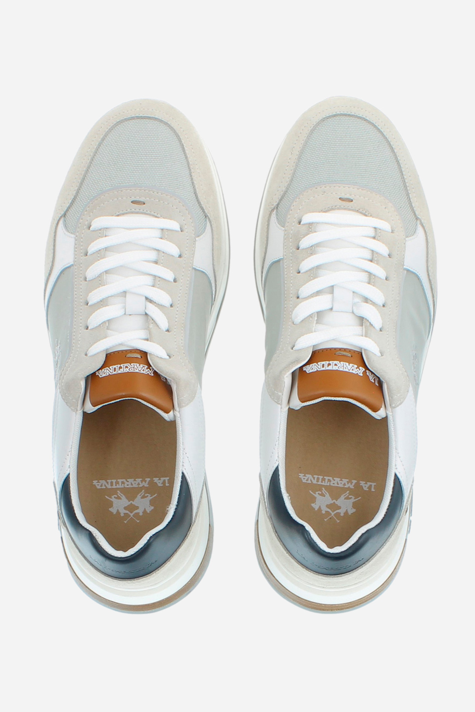 Men's trainers with raised sole in canvas and suede | La Martina - Official Online Shop