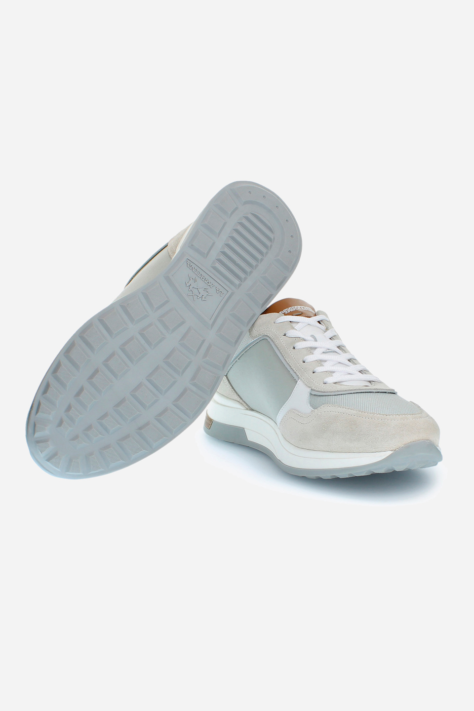 Sneaker da uomo con suola rialzata in tela e camoscio | La Martina - Official Online Shop