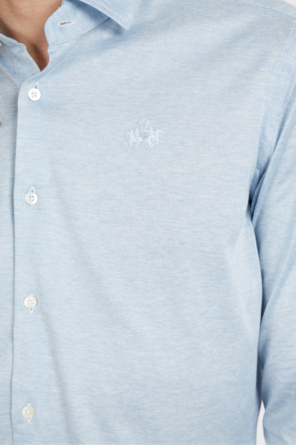 Custom fit long sleeve cotton silk blend men's shirt - Qalam | La Martina - Official Online Shop