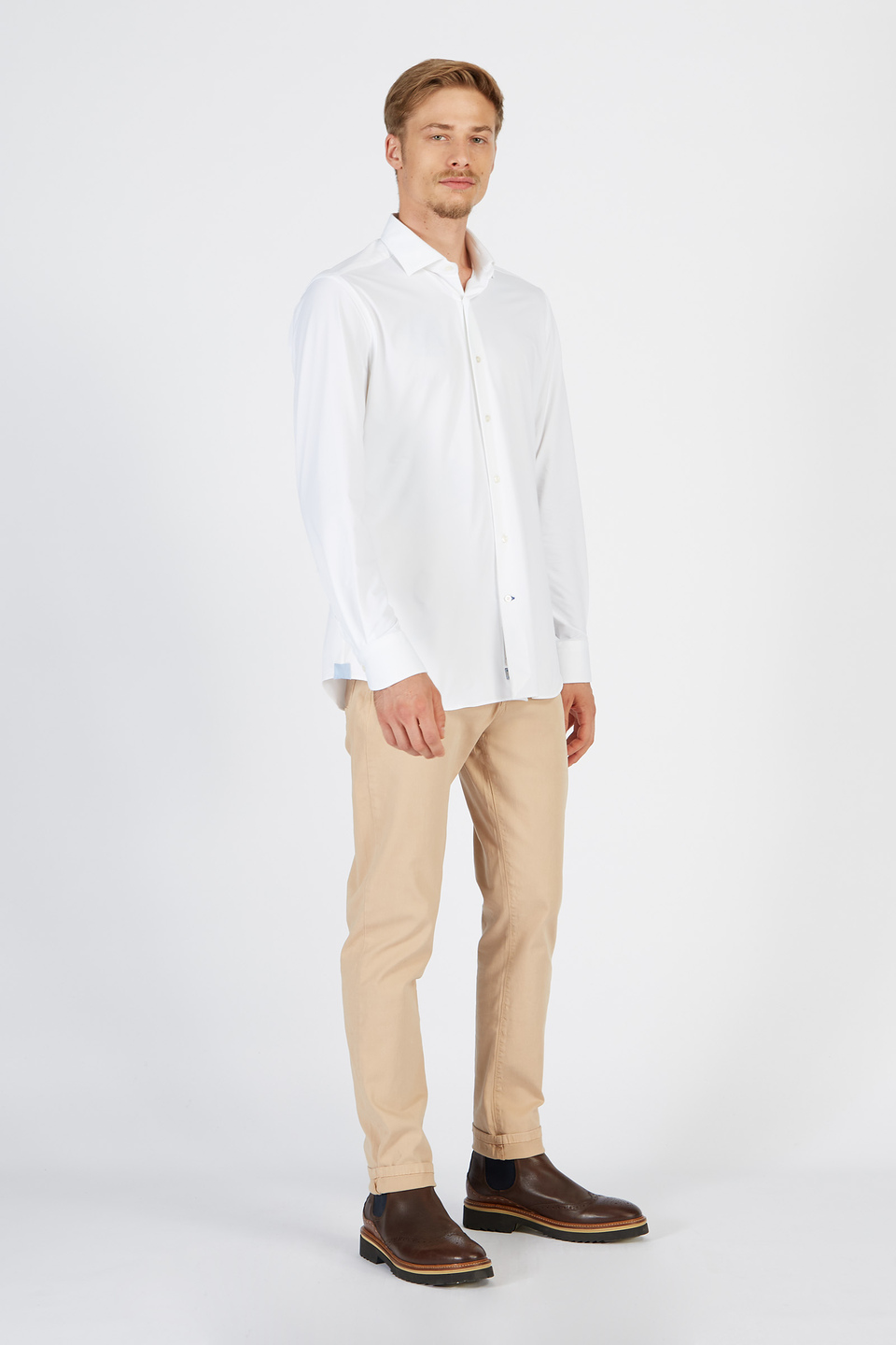 Men’s Blue Ribbon Shirt in Cotton Jersey Regular Fit Long Sleeves | La Martina - Official Online Shop