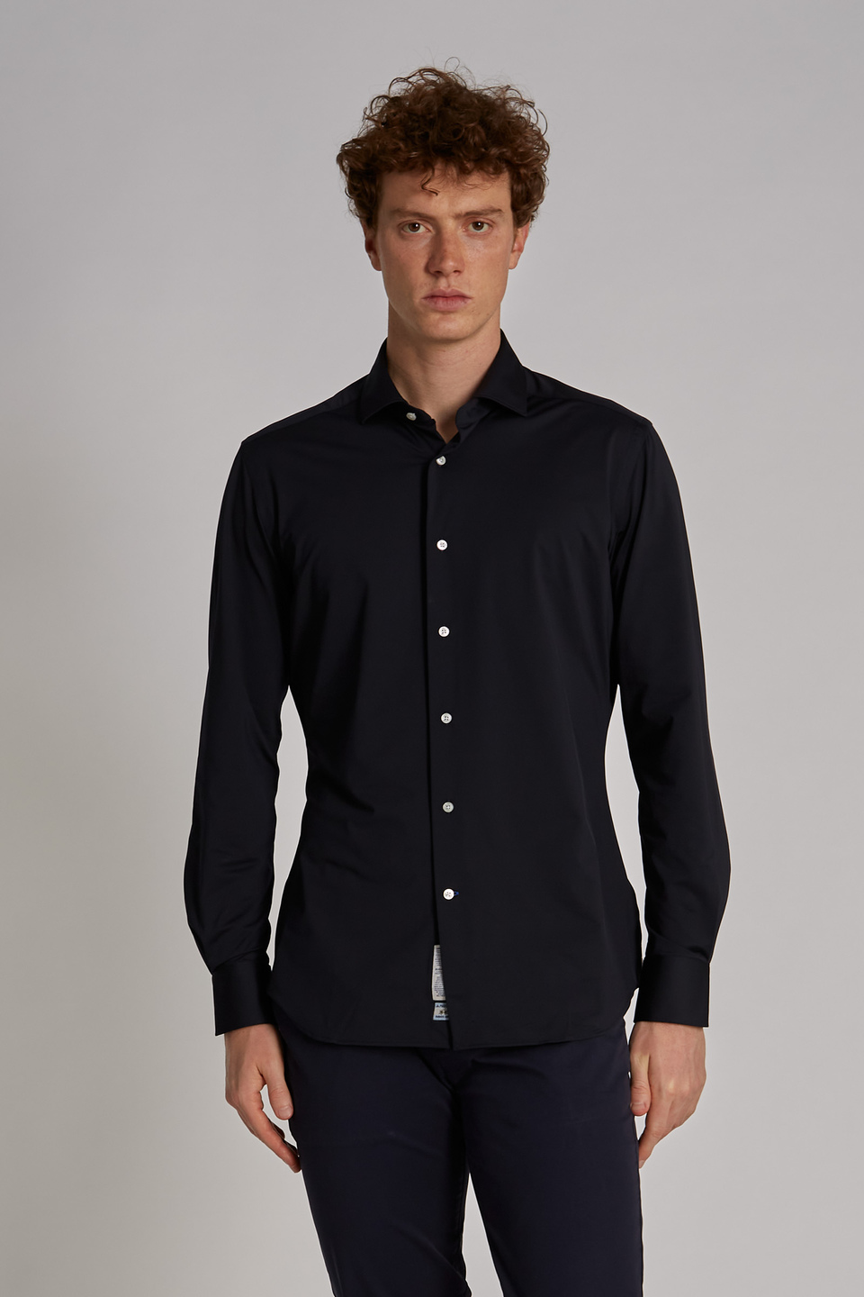 Custom fit man shirt in synthetic fabric with long sleeves - Sindinio | La Martina - Official Online Shop