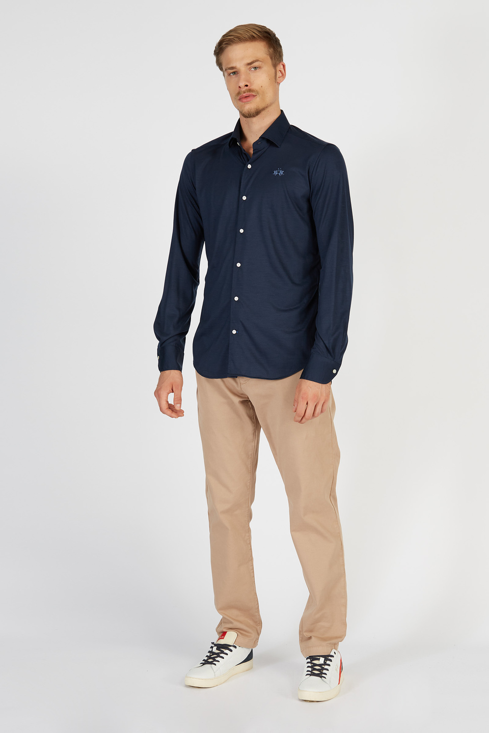 Men’s Blue Ribbon regular fit long sleeve virgin wool shirt | La Martina - Official Online Shop