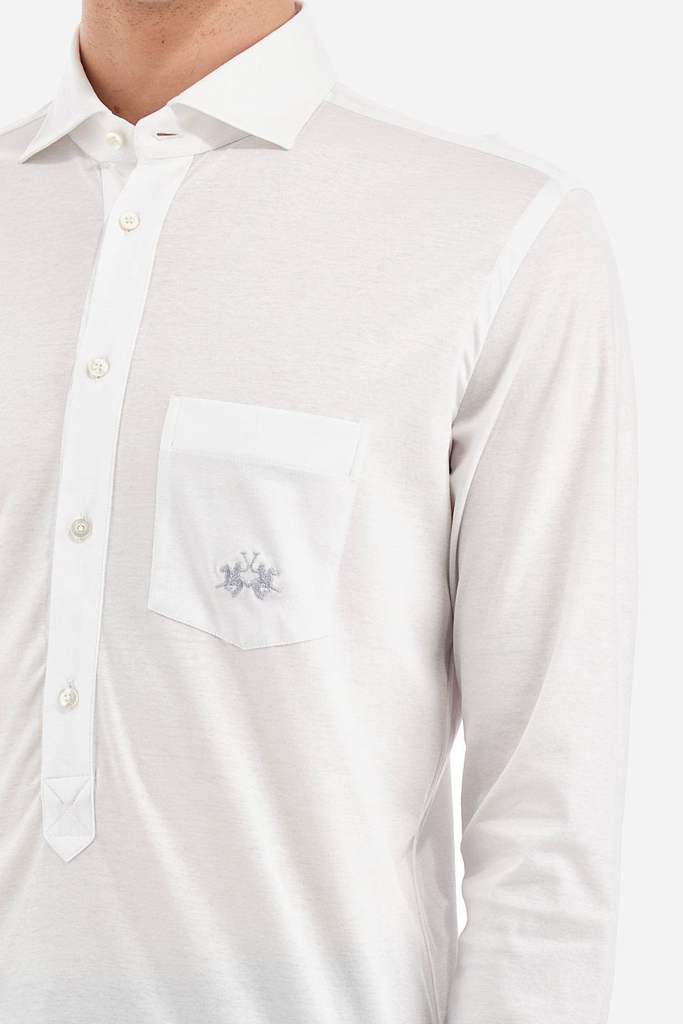 Camicia uomo in cotone jersey maniche lunghe custom fit - Varden | La Martina - Official Online Shop