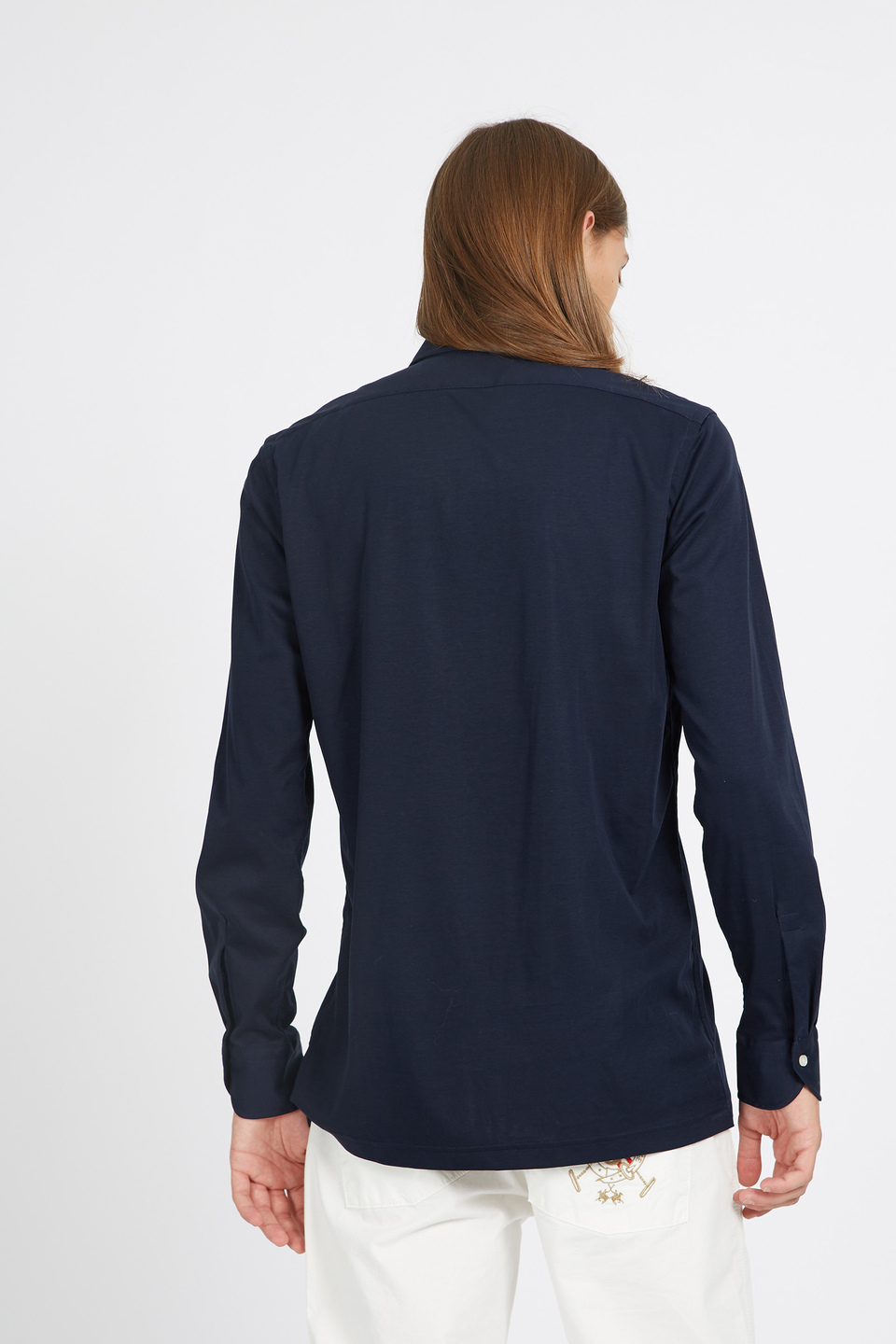 Camicia uomo in cotone jersey maniche lunghe custom fit - Varden | La Martina - Official Online Shop