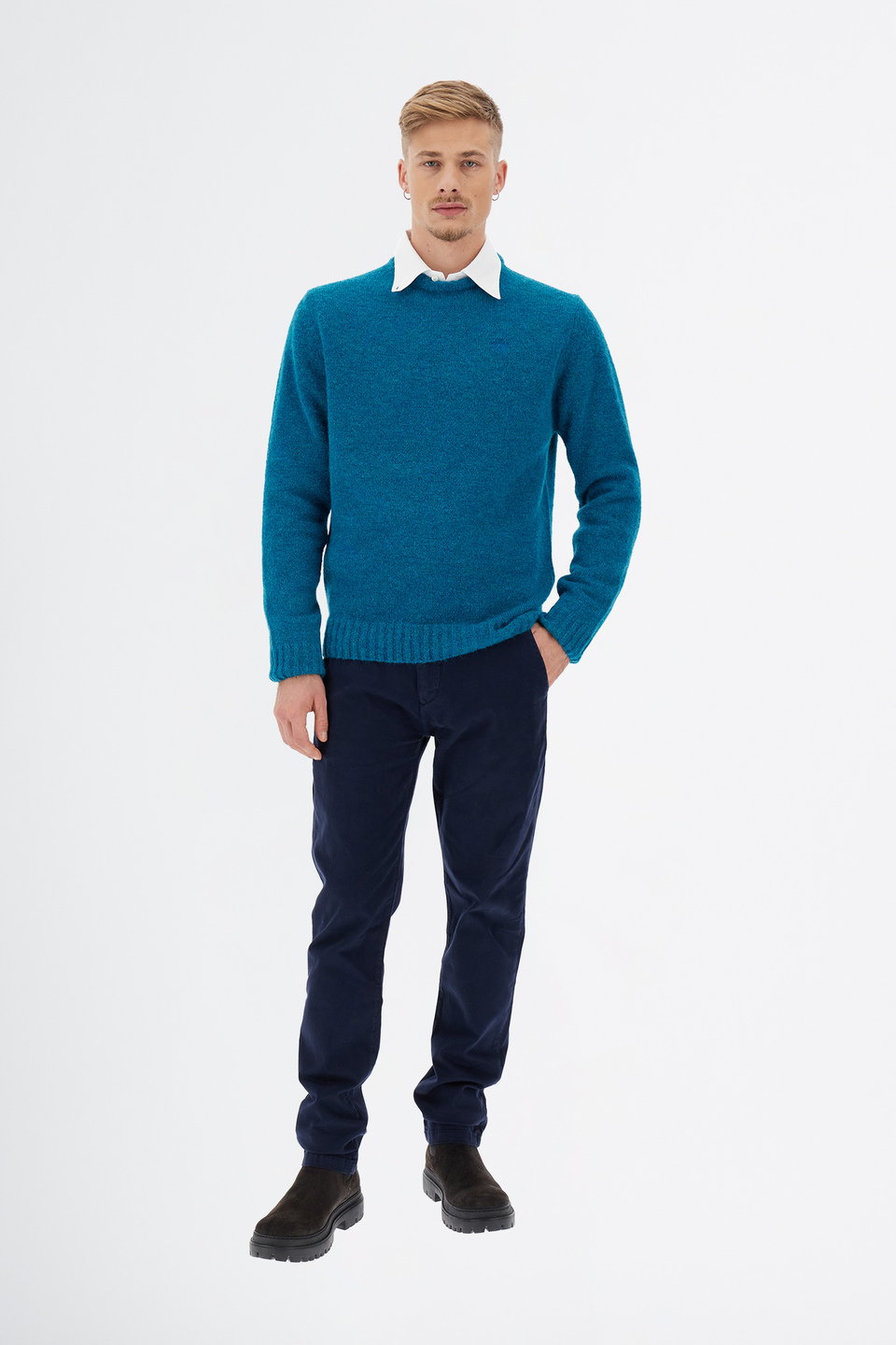 Men’s Blue Ribbon Long Sleeve Sweater in Regular Fit Alpaca Blend | La Martina - Official Online Shop