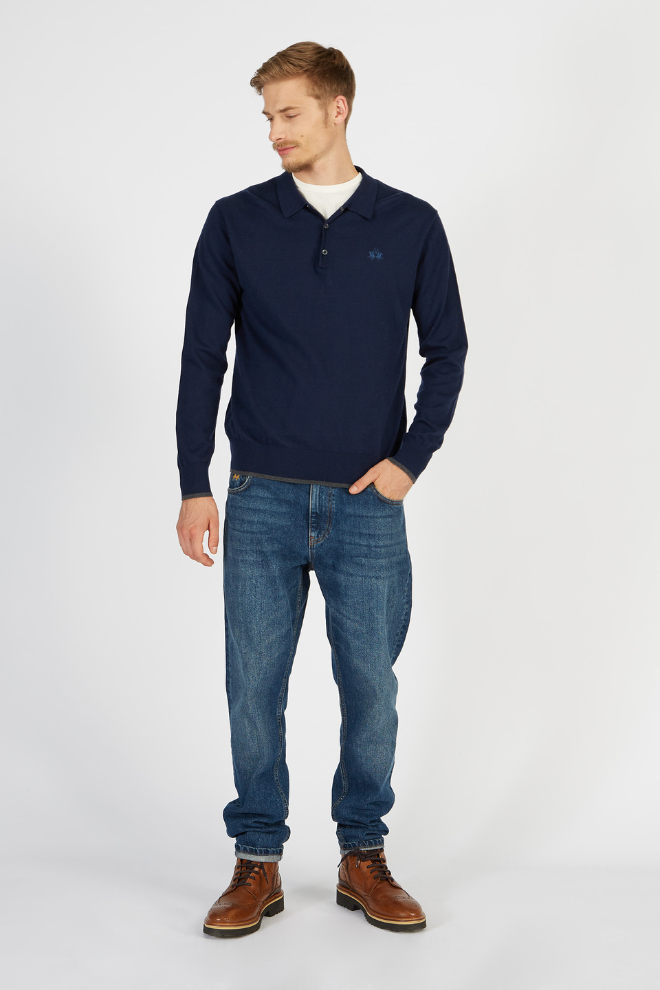 Men’s Blue Ribbon sweater in regular fit cashmere blend | La Martina - Official Online Shop