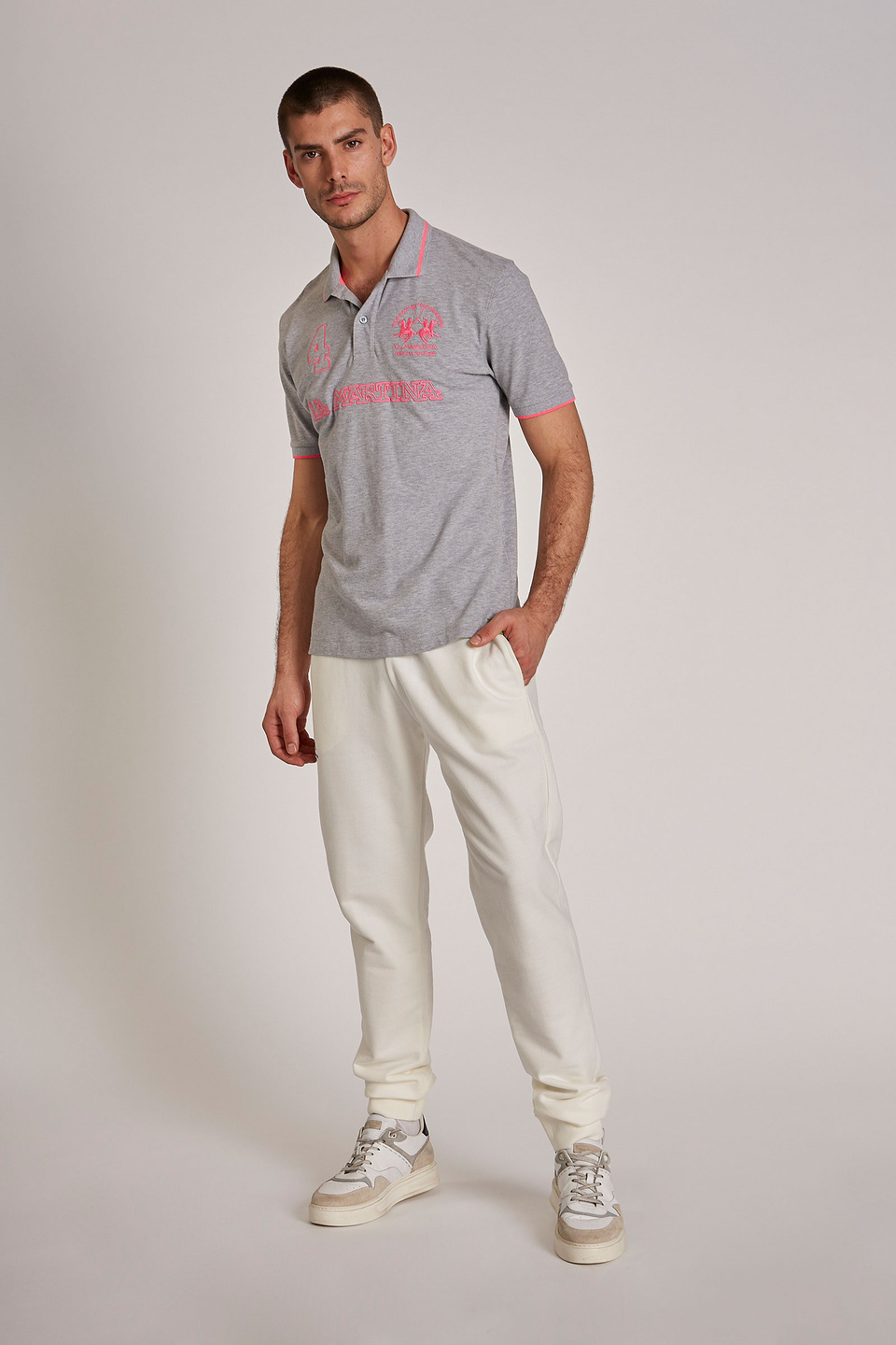Pantalon homme en coton coupe classique | La Martina - Official Online Shop