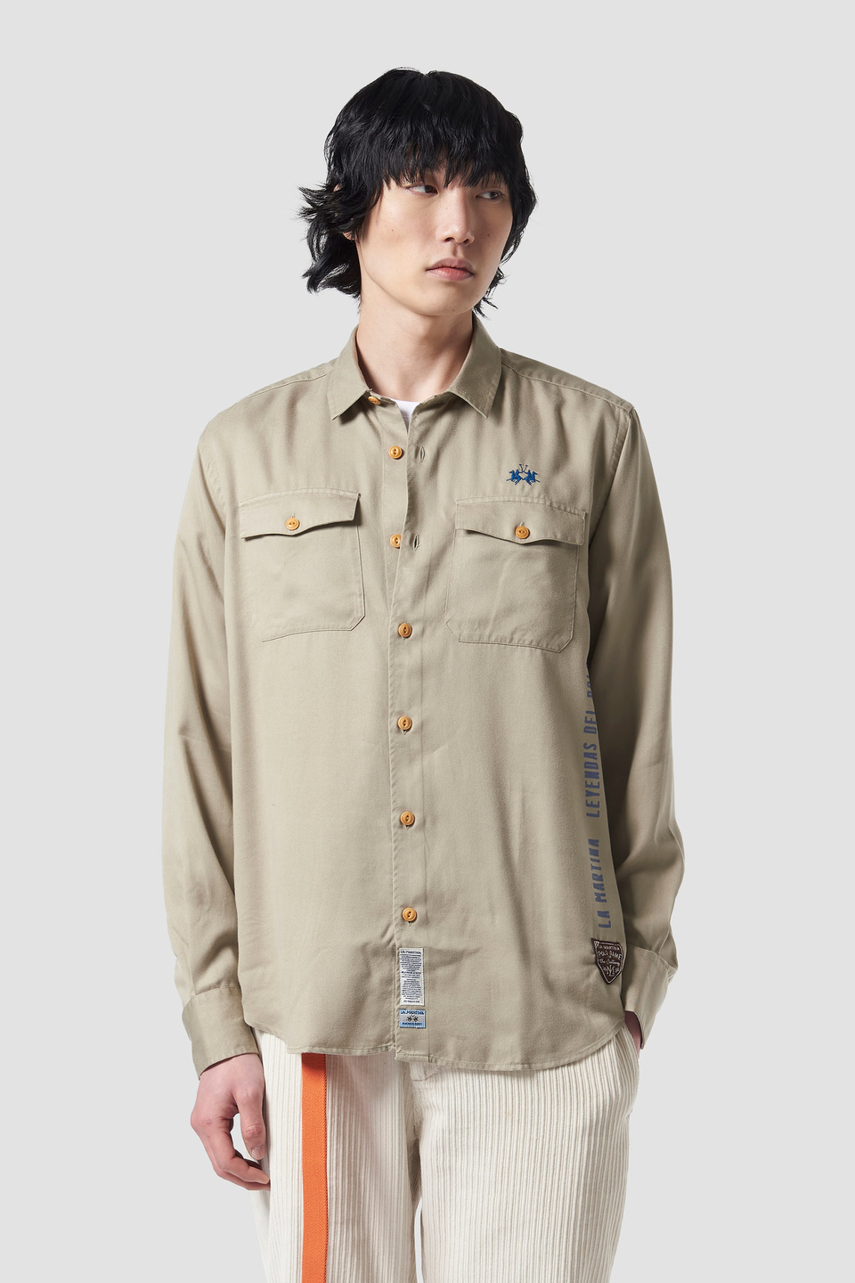 Plain-coloured Tencel shirt | La Martina - Official Online Shop