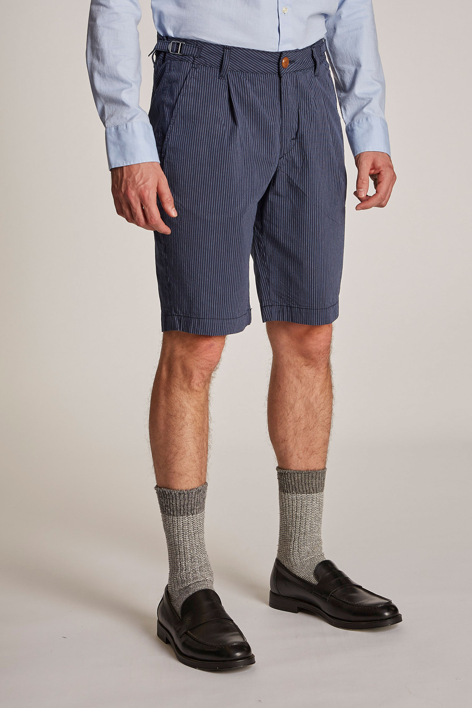 Men's regular-fit cotton-blend Bermuda shorts | La Martina - Official Online Shop