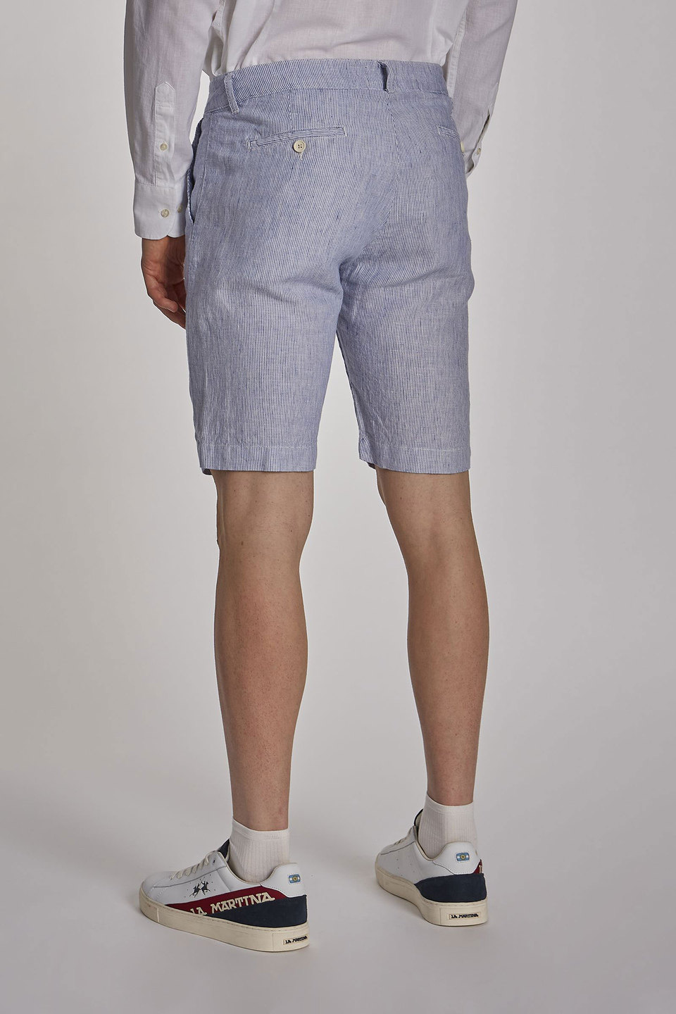 Men's regular-fit linen Bermuda shorts | La Martina - Official Online Shop