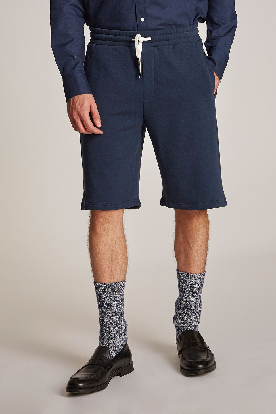 Men's oversized Bermuda shorts in 100% stretch cotton fabric | La Martina - Official Online Shop