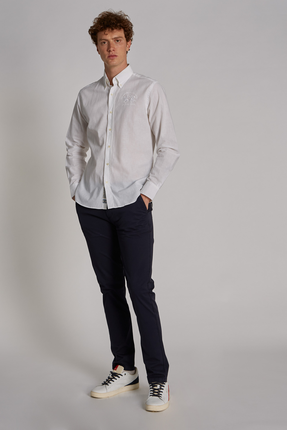 Camicia da uomo a maniche lunghe slim fit | La Martina - Official Online Shop