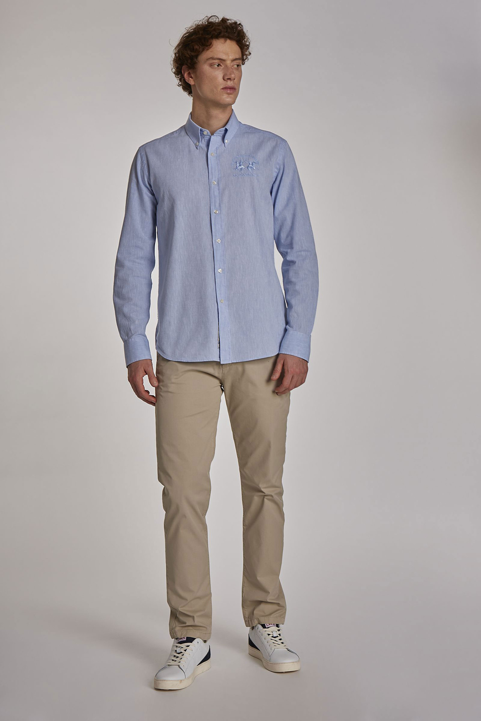 Chemise homme à manches longues et coupe slim | La Martina - Official Online Shop