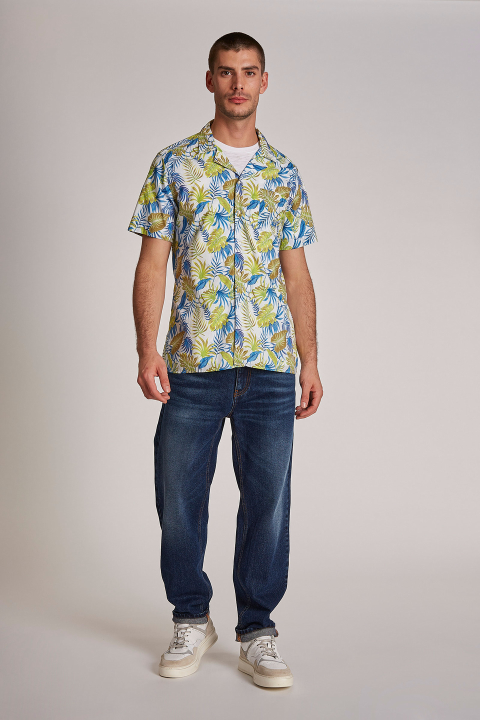 Camicia da uomo in cotone a maniche corte regular fit | La Martina - Official Online Shop