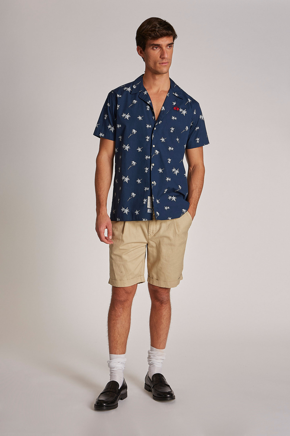 Chemise homme en coton à manches courtes et coupe classique | La Martina - Official Online Shop