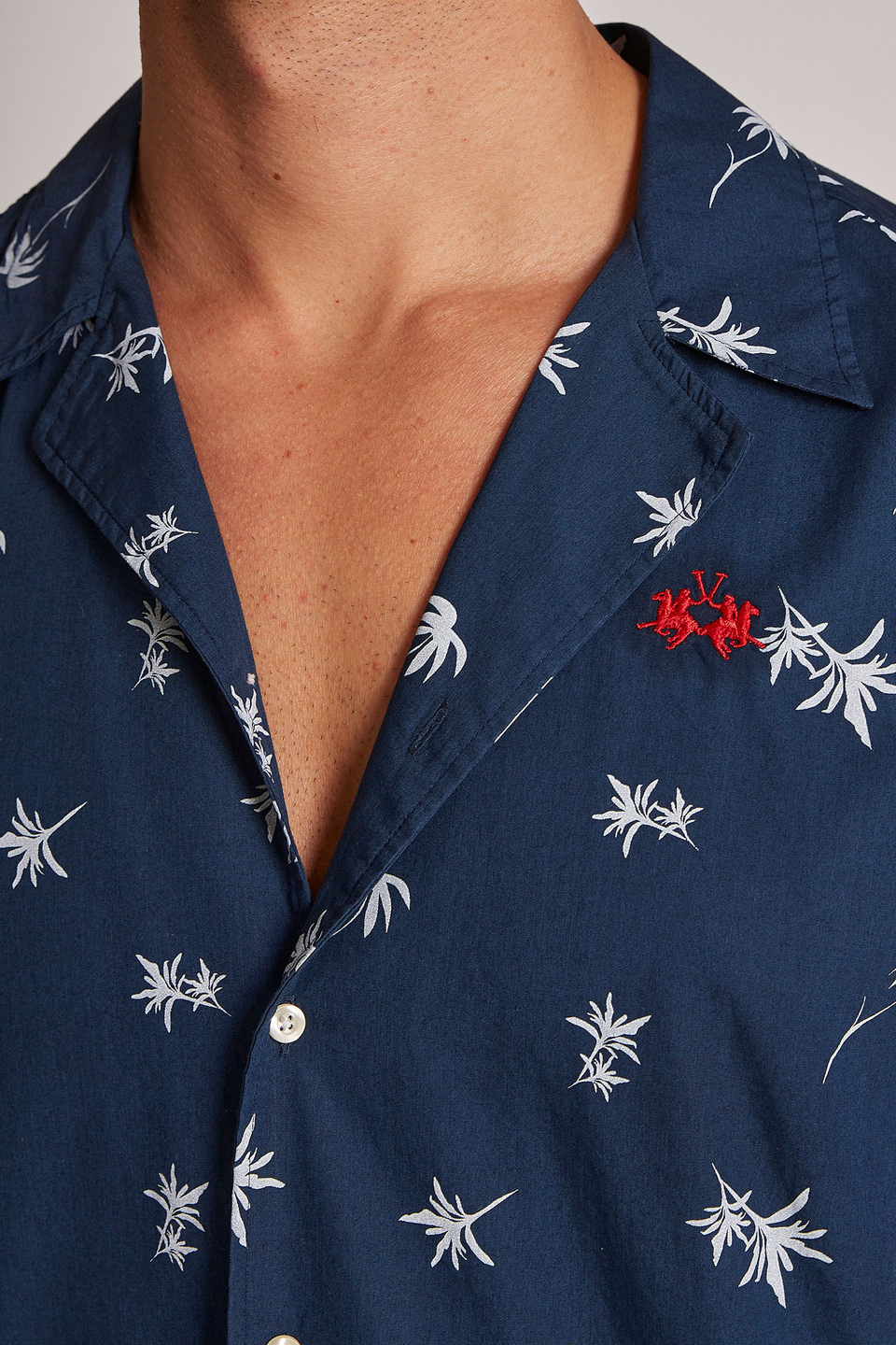 Men's short-sleeved, regular-fit cotton shirt | La Martina - Official Online Shop