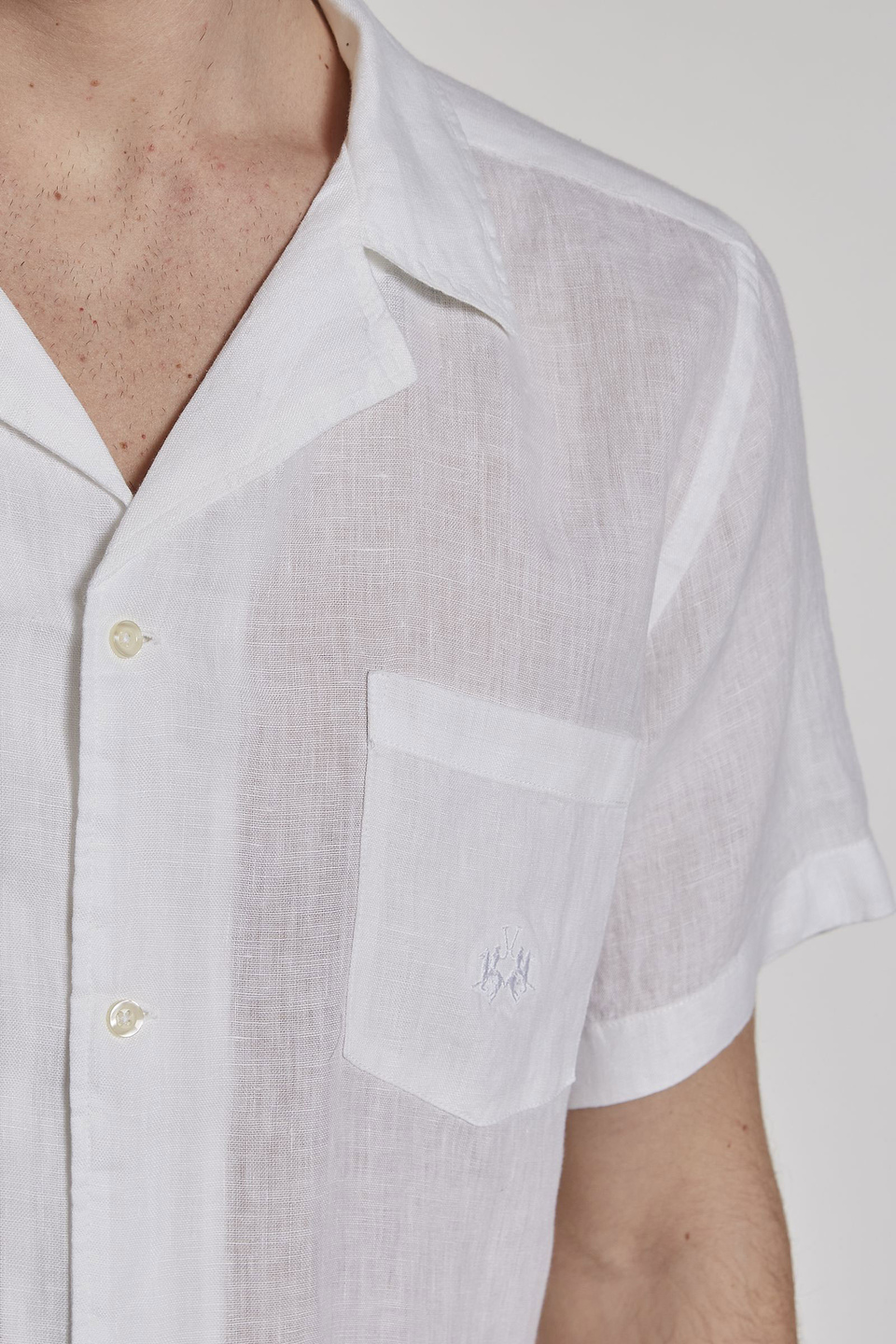 Camicia da uomo in lino a maniche corte regular fit | La Martina - Official Online Shop