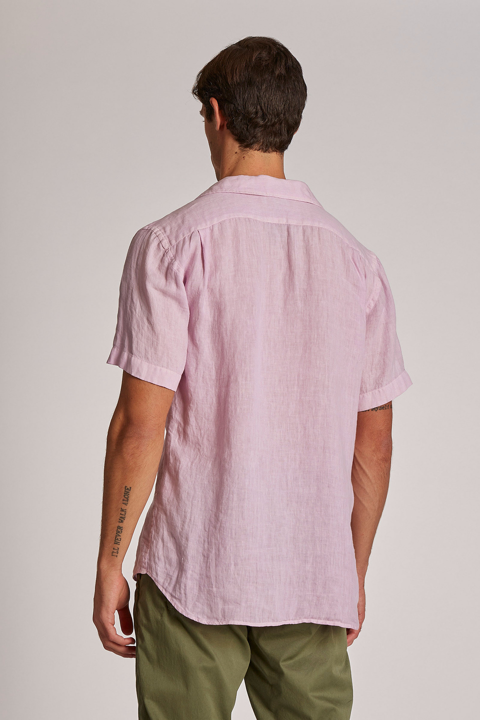 Camisa de hombre de lino, manga corta, corte regular | La Martina - Official Online Shop