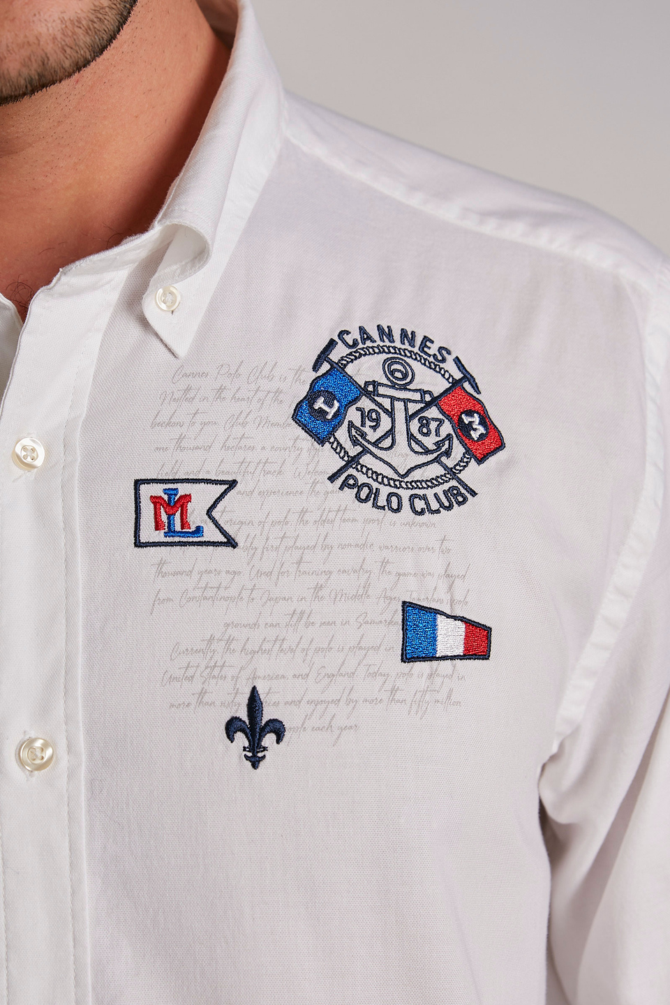 Men's long-sleeved regular-fit cotton shirt | La Martina - Official Online Shop