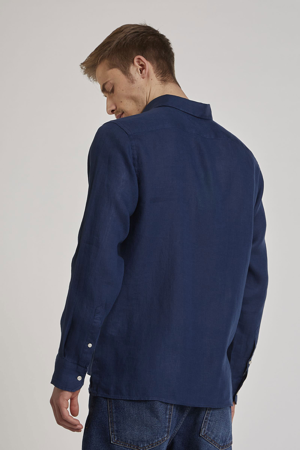 Camicia da uomo in lino a maniche lunghe regular fit | La Martina - Official Online Shop
