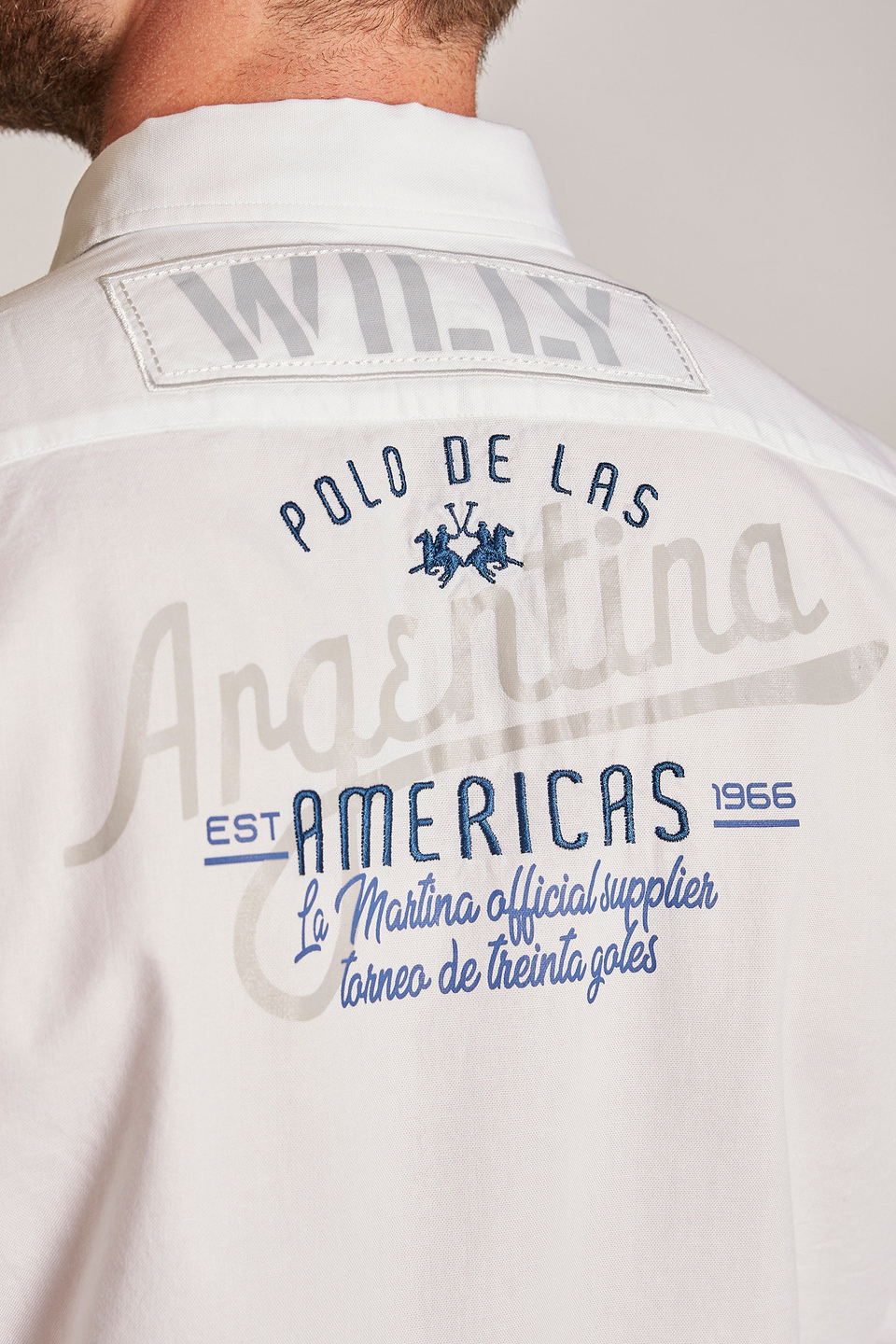 Men's regular-fit long-sleeved shirt featuring contrasting embroidered detail | La Martina - Official Online Shop