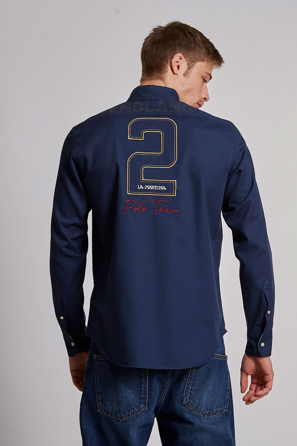 Men's long-sleeved regular-fit cotton shirt | La Martina - Official Online Shop