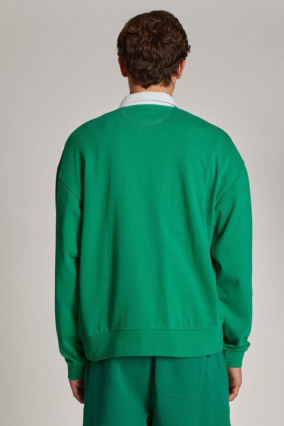 Men's oversized 100% cotton sweatshirt featuring a contrasting collar | La Martina - Official Online Shop