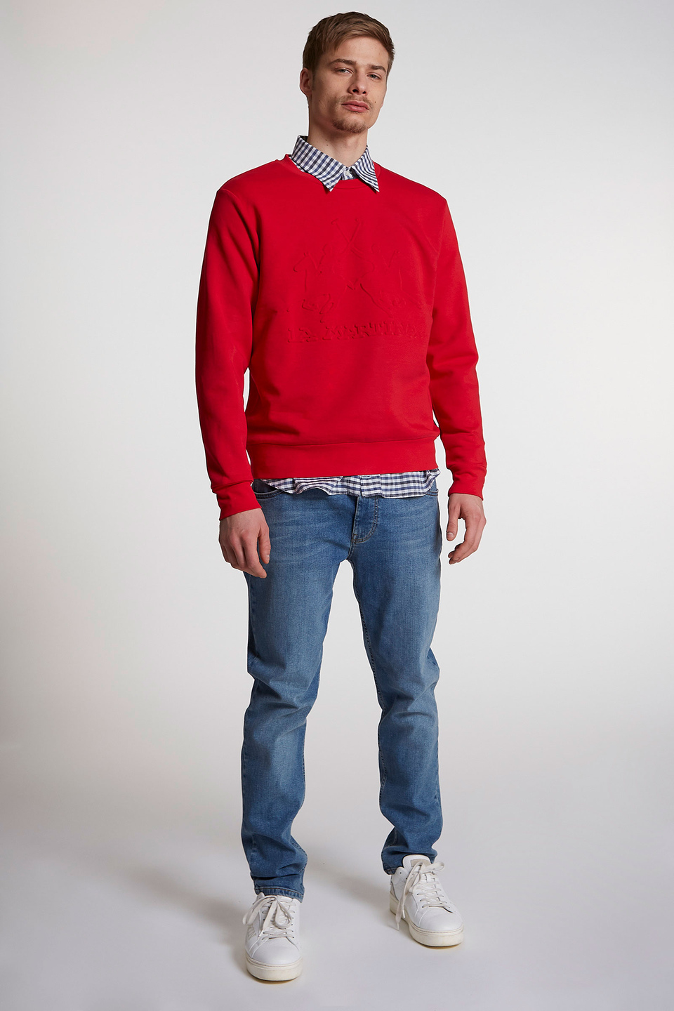Sweat-shirt ras de cou homme en coton coupe classique | La Martina - Official Online Shop
