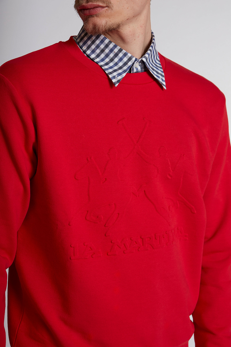 Men's regular-fit crew-neck cotton sweatshirt | La Martina - Official Online Shop