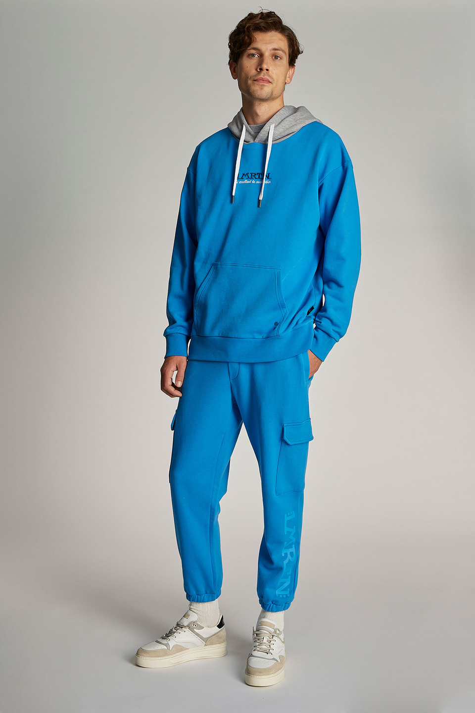 Men's oversized 100% cotton sweatshirt featuring a contrasting hood | La Martina - Official Online Shop